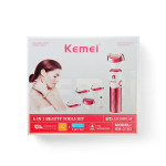 Kemei KM-2192. | 6 in 1 Beauty Tool Kit. | Washable. | Digital | Epilator. | Shaver | Scrabber | Nose Trimmer | Massager.
