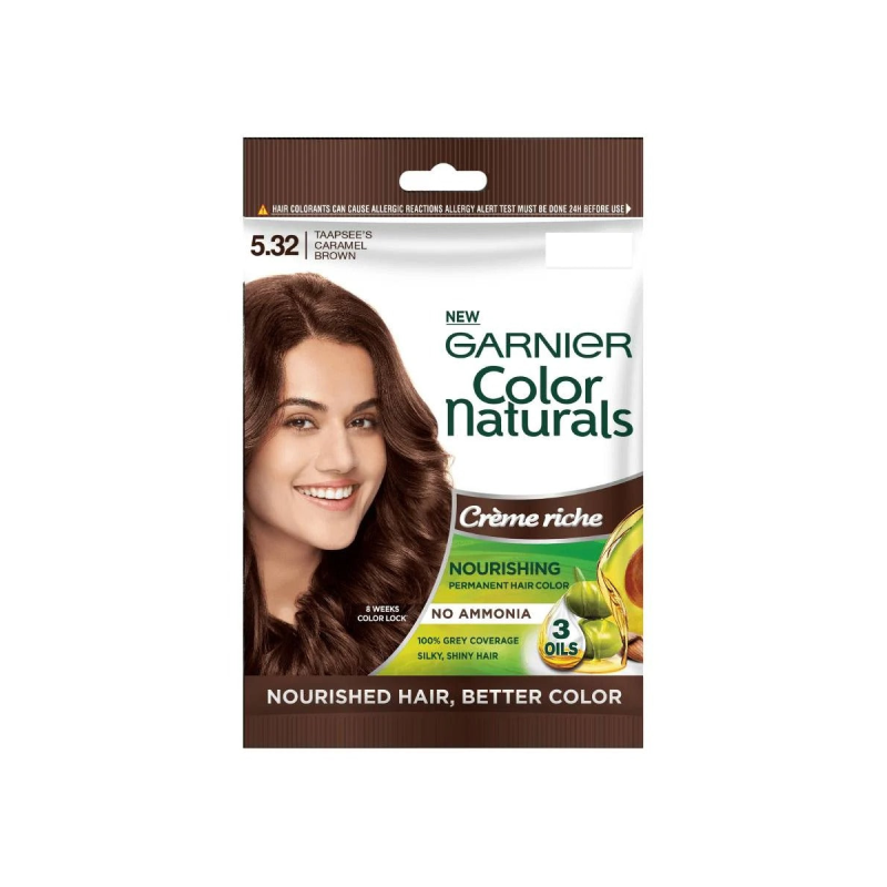 Garnier Color Naturals Permanent Hair Color 5.32 Dark Caramel Brown Sachet