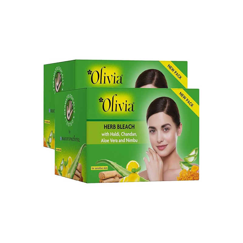 Olivia Professional Herb Bleach For Sensitive Skin With Haldi|Chandan|Aloe Vera|Nimbu, 270 g