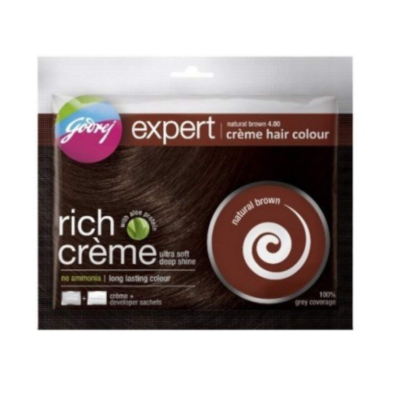 Godrej Rich Creme Hair Colour - Natural Brown 4.00 (Pack of 4)