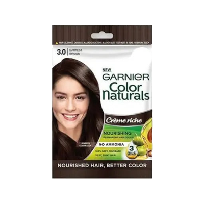 Garnier Color Naturals Permanent Hair Color 3.0 Darkest Brown Sachet